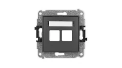 ICON Mechanizm gniazda multimedialnego podwójnego bez modułu (standard Keystone) grafitowy mat 28IGM-2P