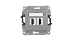 ICON Mechanizm gniazda podwójnego HDMI 2.0 szary mat 27IHDMI-4