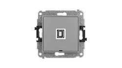ICON Mechanizm gniazda pojedynczego USB A-B 2.0, bez pola opisowego szary mat 27IGUSBBO-3