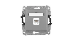 ICON Mechanizm gniazda komputerowego pojedynczego 1xRJ45, kat. 5e, 8-stykowy szary mat 27IGK-1