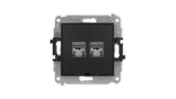 ICON Mechanizm gniazda komputerowego podwójnego 2xRJ45, kat. 6, ekranowane, 8-stykowy, bez pola opisowego czarny mat 12IGKBO-6