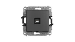 ICON Mechanizm gniazda pojedynczego USB A-B 2.0, bez pola opisowego grafitowy mat 28IGUSBBO-3