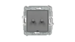 ICON Mechanizm łącznika zwiernego świecznik. styl amerykański (dwa klawisze bez pikt., wspólne zasilanie) szary mat 27IWPUS-44.1