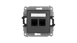 ICON Mechanizm gniazda komputerowego podwójnego 2xRJ45, kat. 6, 8-stykowy grafitowy mat 28IGK-4