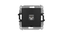 ICON Mechanizm gniazda komputerowego pojedynczego 1xRJ45, kat. 5e, ekranowane, 8-styk, bez pola opisowego czarny mat 12IGKBO-1e