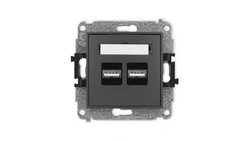 ICON Mechanizm ładowarki USB podwójnej, 5V, 3.1A grafitowy mat 28ICUSB-6