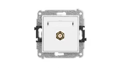 ICON Mechanizm gniazda antenowego pojedynczego typu F (SAT) pozłacany biały mat 25IGF-1.1