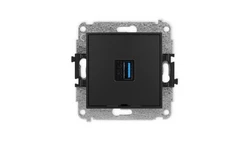 ICON Mechamizm gniazda pojedynczego USB A-A 3.0, bez pola opisowego czarny mat 12IGUSBBO-5