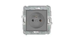ICON Mechanizm gniazda pojedynczego z uziemieniem 2P+Z (bez przesłon torów prądowych) szary mat 27IGP-1z