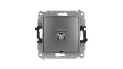 ICON Mechanizm gniazda komputerowego pojedynczego 1xRJ45, kat. 6, ekranowane, 8-stykowy, bez pola opisowego grafitowy 11IGKBO-5