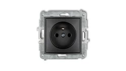ICON Mechanizm gniazda pojedynczego z uziemieniem 2P+Z (przesłony torów prądowych) grafitowy 11IGP-1zp