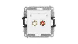 ICON Mechanizm gniazda podwójnego RCA (typu cinch - biały i czerwony, pozłacany) biały mat 25IGRCA-2