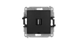 ICON Mechanizm gniazda pojedynczego USB A-A 2.0, bez pola opisowego czarny mat 12IGUSBBO-1