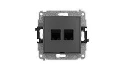 ICON Mechanizm gniazda komputerowego podwójnego 2xRJ45, kat. 6, 8-stykowy, bez pola opisowego grafitowy mat 28IGKBO-4