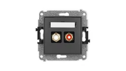 ICON Mechanizm gniazda podwójnego RCA (typu cinch - biały i czerwony, pozłacany) grafitowy mat 28IGRCA-2