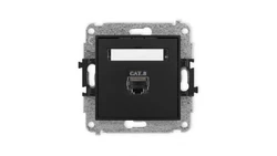 ICON Mechanizm gniazda komputerowego pojedynczego 1xRJ45, kat. 8, ekranowane, 8-stykowy czarny mat 12IGK-11