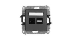 ICON Mechanizm ładowarki USB podwójnej USB C + USB A, 20W max. grafitowy mat 28ICUSB-8