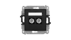 ICON Mechanizm gniazda antenowego podwójnego typu F (SAT) niklowany czarny mat 12IGF-2
