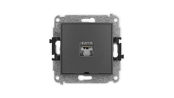 ICON Mechanizm gniazda komputerowego poj. 1xRJ45, kat. 5e, ekranowane, 8-styk, bez pola opisowego grafitowy mat 28IGKBO-1e