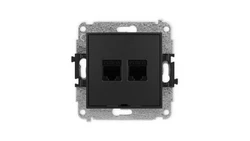 ICON Mechanizm gniazda komputerowego podwójnego 2xRJ45, kat. 6, 8-stykowy, bez pola opisowego czarny mat 12IGKBO-4