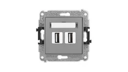 ICON Mechanizm gniazda podwójnego 2xUSB A-A 2.0 szary mat 27IGUSB-2