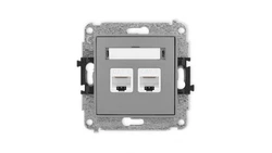 ICON Mechanizm gniazda komputerowego podwójnego 2xRJ45, kat. 6, 8-stykowy szary mat 27IGK-4