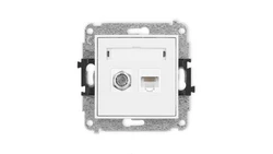 ICON Mechanizm gniazda antenowego poj. typu F (SAT) + gniazda komp. poj. 1xRJ45, kat. 5e, 8-stykowy biały IGFK-1
