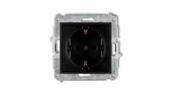 ICON Mechanizm gniazda pojedynczego z uziemieniem SCHUKO 2P+Z (przesłony torów prądowych) czarny mat 12IGP-1sp
