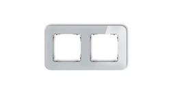 ICON Ramka uniwersalna podwójna zaokrąglona - efekt szkła (ramka: szara spód: grafitowy mat) 15-28-IRSZ-2