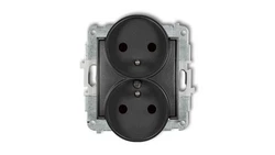 ICON Mechanizm gniazda podwójnego do ramki z uziemieniem 2x(2P+Z) (przesłony torów prądowych) grafitowy 11IGPR-2zp