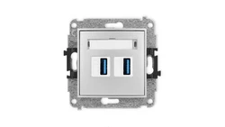 ICON Mechanizm gniazda podwójnego 2xUSB A-A 3.0 srebrny metalik 7IGUSB-6