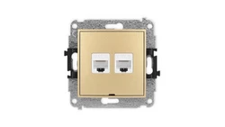 ICON Mechanizm gniazda komputerowego podwójnego 2xRJ45, kat. 6, 8-stykowy, bez pola opisowego złoty 29IGKBO-4