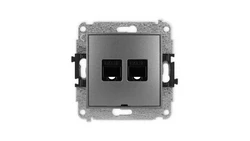 ICON Mechanizm gniazda komputerowego podwójnego 2xRJ45, kat. 5e, 8-stykowy, bez pola opisowego grafitowy 11IGKBO-2