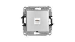 ICON Mechanizm gniazda komputerowego pojedynczego 1xRJ45, kat. 5e, 8-stykowy, bez pola opisowego srebrny metalik 7IGKBO-1