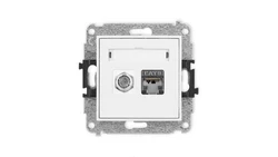 ICON Mechanizm gniazda antenowego poj. typu F (SAT) + gniazda komp. poj. 1xRJ45, kat. 6 ekranowane, 8-stykowy biały IGFK-5