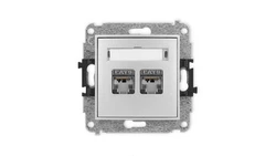 ICON Mechanizm gniazda komputerowego podwójnego 2xRJ45, kat. 6, ekranowane, 8-stykowy srebrny metalik 7IGK-6