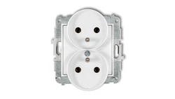 ICON Mechanizm gniazda podwójnego do ramki z uziemieniem 2x(2P+Z) (bez przesłon torów prądowych) biały mat 25IGPR-2z