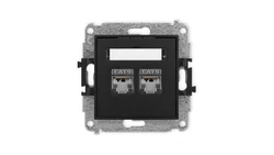 ICON Mechanizm gniazda komputerowego podwójnego 2xRJ45, kat. 6, ekranowane, 8-stykowy czarny mat 12IGK-6
