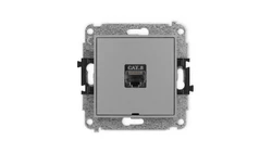 ICON Mechanizm gniazda komputerowego pojedynczego 1xRJ45, kat. 8, ekranowane, 8-stykowy, bez pola opisowego szary mat 27IGKBO-11
