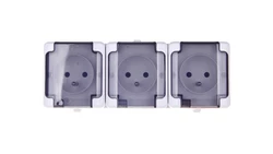 BRYZA Gniazdo hermetyczne potrójne z/u IP54 z klapką dymną białe 181440