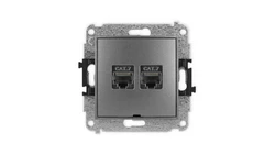 ICON Mechanizm gniazda komputerowego podwójnego 2xRJ45, kat. 7, ekranowane, 8-stykowy, bez pola opisowego grafitowy 11IGKBO-10