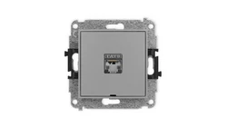ICON Mechanizm gniazda komputerowego pojedynczego 1xRJ45, kat. 6, ekranowane, 8-stykowy, bez pola opisowego szary mat 27IGKBO-5