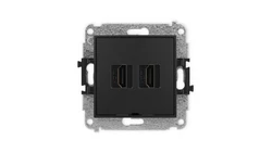 ICON Mechanizm gniazda podwójnego HDMI 2.0, bez pola opisowego czarny mat 12IHDMIBO-4