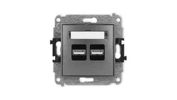 ICON Mechanizm ładowarki USB podwójnej, 5V, 3.1A grafitowy 11ICUSB-6