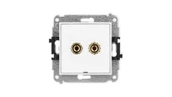 ICON Mechanizm gniazda głośnikowego poj., bez opisu (banan - czerwony i czarny, pozłacany, 4 mm2, do lutowania) biały IGGBO-3