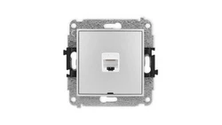 ICON Mechanizm gniazda komputerowego pojedynczego 1xRJ45, kat. 6, 8-stykowy, bez pola opisowego srebrny metalik 7IGKBO-3