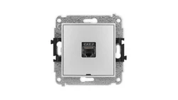 ICON Mechanizm gniazda komputerowego pojedynczego 1xRJ45 kat. 7, ekranowane, 8-styk, bez pola opisowego srebrny metalik 7IGKBO-9