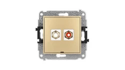 ICON Mechanizm gniazda podwójnego RCA, bez pola opisowego (typu cinch - biały i czerwony, pozłacany) złoty 29IGRCABO-2