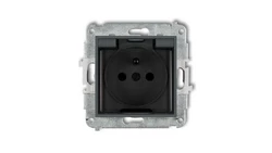 ICON Mechanizm gniazda bryzgoszczelnego z uziemieniem 2P+Z (klapka dymna, przesłony torów prądowych) grafitowy mat 28IGPB-1zdp