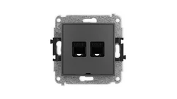 ICON Mechanizm gniazda komputerowego podwójnego 2xRJ45, kat. 5e, 8-stykowy, bez pola opisowego grafitowy mat 28IGKBO-2